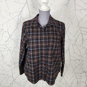 Lola River Brown Plaid 100% Cotton Flannel Shirt